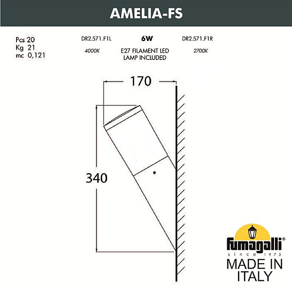 Уличный настенный светильник Fumagalli DR2.571.000.AYF1R