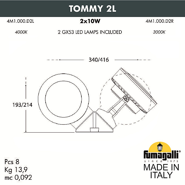 Фасадные светильники Fumagalli Tommy 4M1.000.000.WXD2L