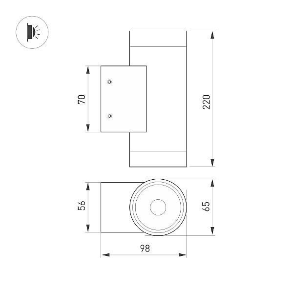 Уличный настенный светильник Arlight LGD-RAY-WALL-TWIN-R65-2x12W Warm3000 (GR, 6 deg, 230V) (IP65 Металл) 044231(1)