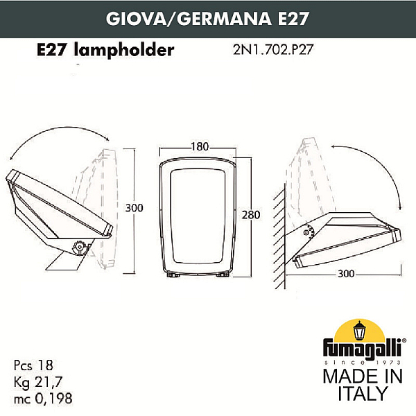 Уличный настенный светильник Fumagalli 2N1.702.000.AYF1R