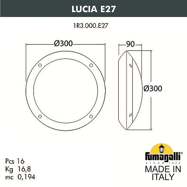 Уличный настенный светильник Fumagalli 1R3.000.000.LYE27