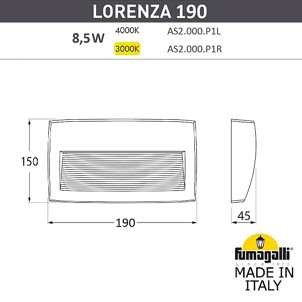 Светильник для подсветки лестниц Fumagalli Lorenza AS2.000.000.BXK1L