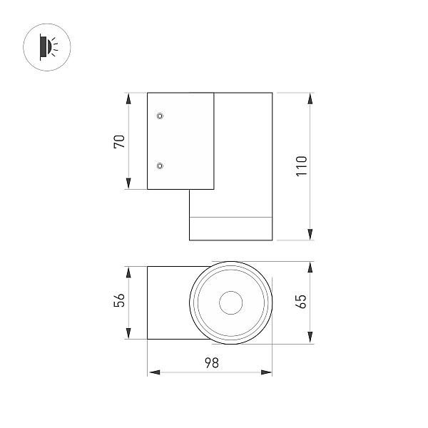 Уличный настенный светильник Arlight LGD-RAY-WALL-R65-12W Warm3000 (GR, 6 deg, 230V) (IP65 Металл) 049984(1)