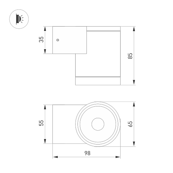 Уличный настенный светильник Arlight LGD-RAY-WALL-R65-9W Day4000 (GR, 23 deg, 230V) (IP65 Металл) 044852(1)