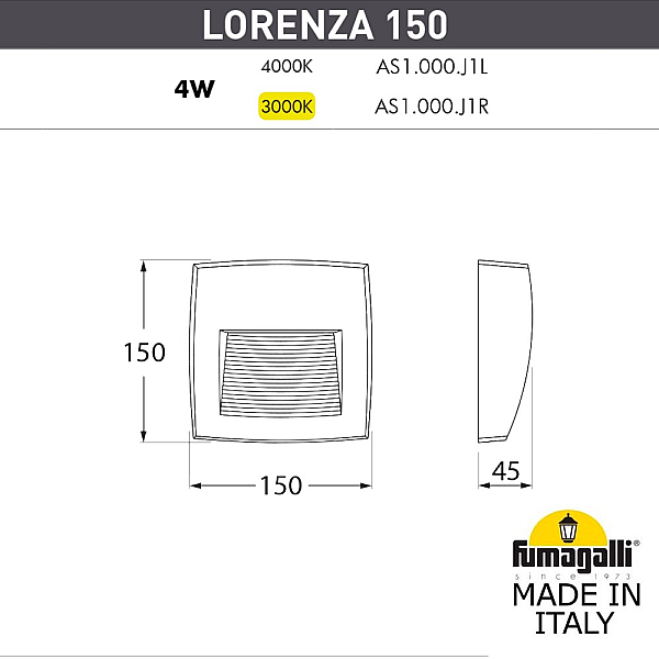 Светильник для подсветки лестниц Fumagalli Lorenza AS1.000.000.BXJ1L