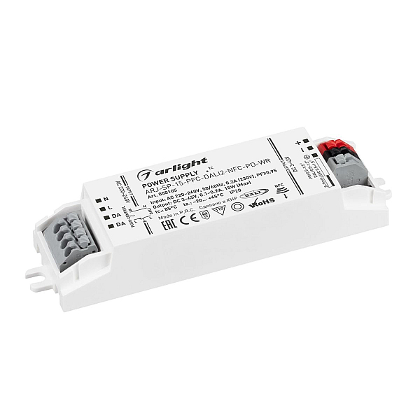 Блок питания Arlight ARJ-SP-15-PFC-DALI2-NFC-PD-WR (15W, 3-45V, 0.1-0.7A) 050105