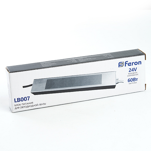 Блок питания для светодиодной ленты Feron LB007 12V 60W IP67 2,5A 48057