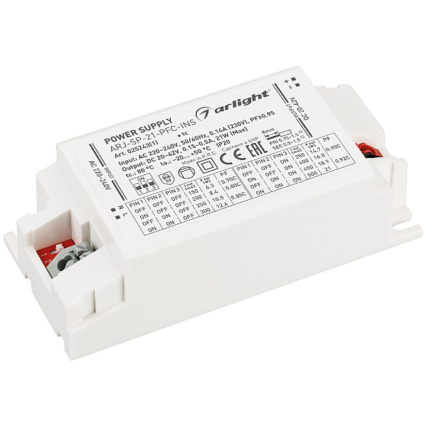 Блок питания Arlight ARJ-SP-21-PFC-INS (21W, 20-42V, 0.15-0.5A, IP20) 025243(1)