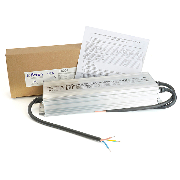 Блок питания Feron LB007 12V 400W IP67 33,3A 48743