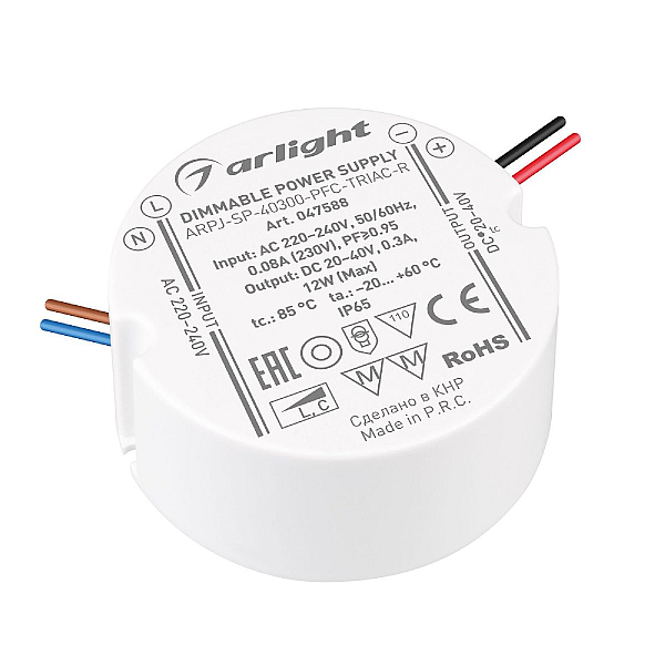 Блок питания Arlight ARPJ-SP-40300-PFC-TRIAC-R (12W, 20-40V, 300mA) 047588