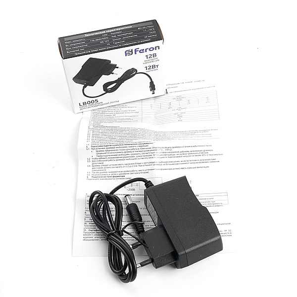 Блок питания для светодиодной ленты Feron LB005 12V 12W IP20 1A 48050