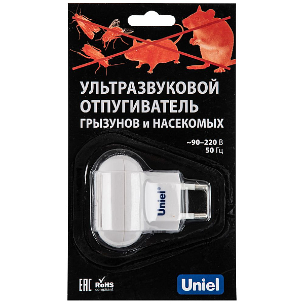 Ультразвуковой отпугиватель насекомых и грызунов Uniel UDR-E10 White UL-00004561