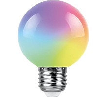 Лампа светодиодная Feron LB-37 шар матовый E27 1W RGB плавная сменая цвета 38116