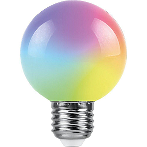 Лампа светодиодная Feron LB-37 шар матовый E27 1W RGB плавная сменая цвета 38116