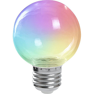 Лампа светодиодная Feron LB-371 шар прозрачный E27 3W RGB плавная смена цвета 38133