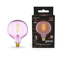 Лампа светодиодная диммируемая филаментная Gauss E27 5W 1800K шар розовый 1011802105