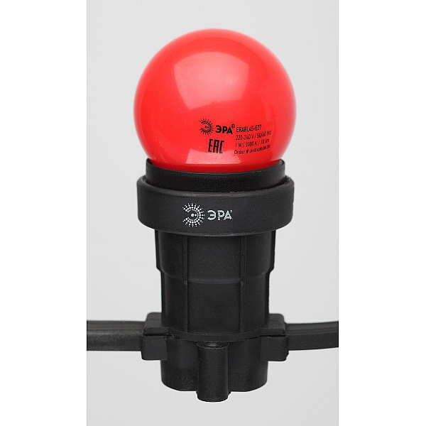 Лампа светодиодная ЭРА E27 1W 3000K красная ERARL45-E27 Б0049575