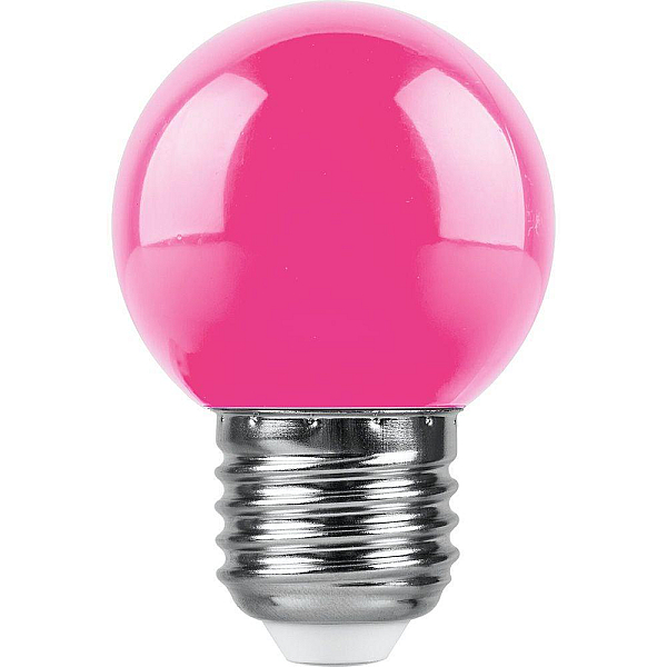 Lampa svetodiodnaya feron e27 1w rgb rozovyy lb 37 38123