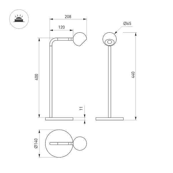 Настольная лампа Arlight SP-OTTORI-TAB-6W Warm3000 (BR, 30 deg, 230V) (IP20 Металл) 058487