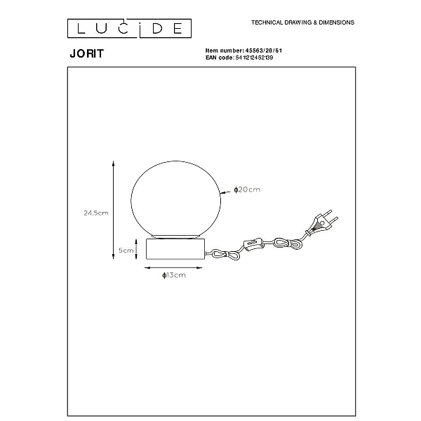 Настольная лампа Lucide Jorit 45563/20/61