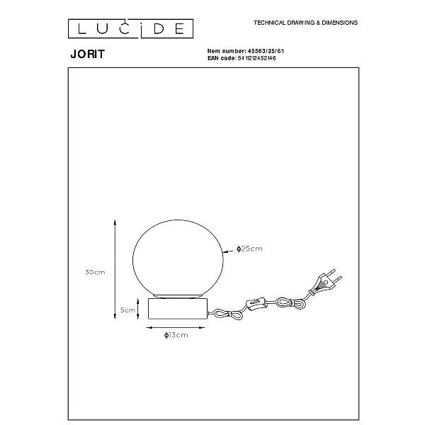 Настольная лампа Lucide Jorit 45563/25/61