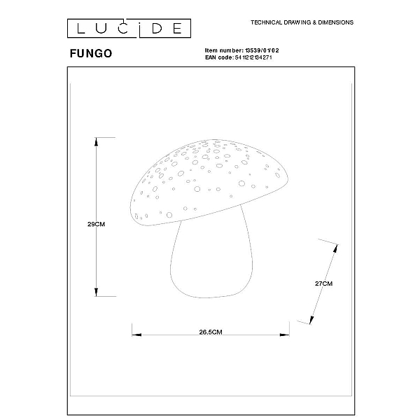Настольная лампа Lucide Fungo 13539/01/02