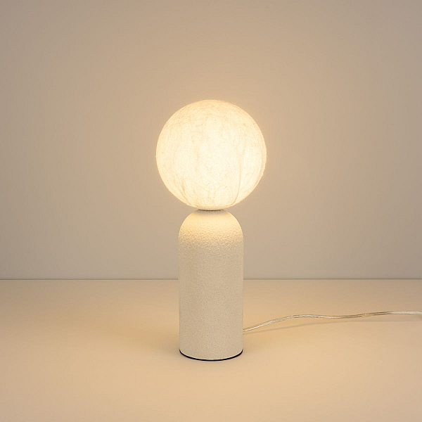 Настольная лампа Arlight SP-SILKA-TAB-R150-6W Warm2700 (WH, 330 deg, 230V, TOUCH-DIM) (IP20, Натуральный шелк) 056890