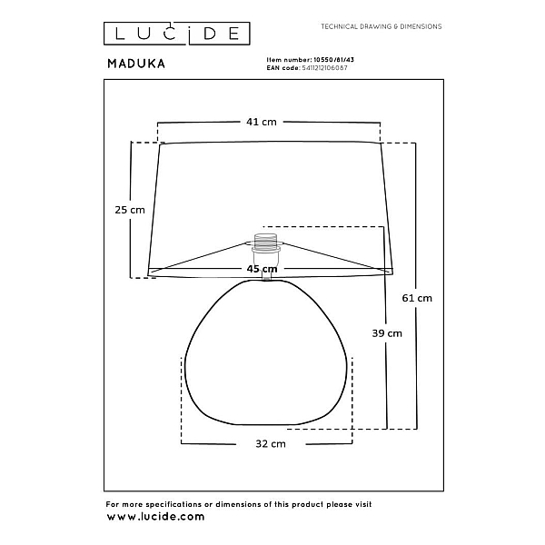 Настольная лампа Lucide MADUKA 10550/81/43