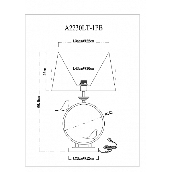 Настольная лампа Arte Lamp Rizzi A2230LT-1PB