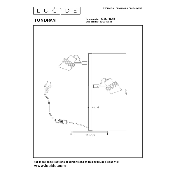 Настольная лампа Lucide Tundran 34544/02/30