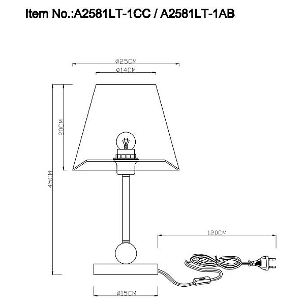Настольная лампа Arte Lamp Elba A2581LT-1AB