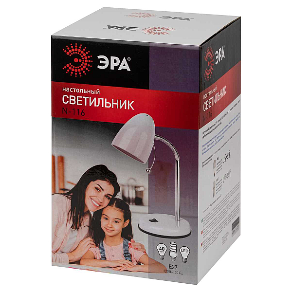 Настольная лампа ЭРА N-116-Е27-40W-W Б0047200