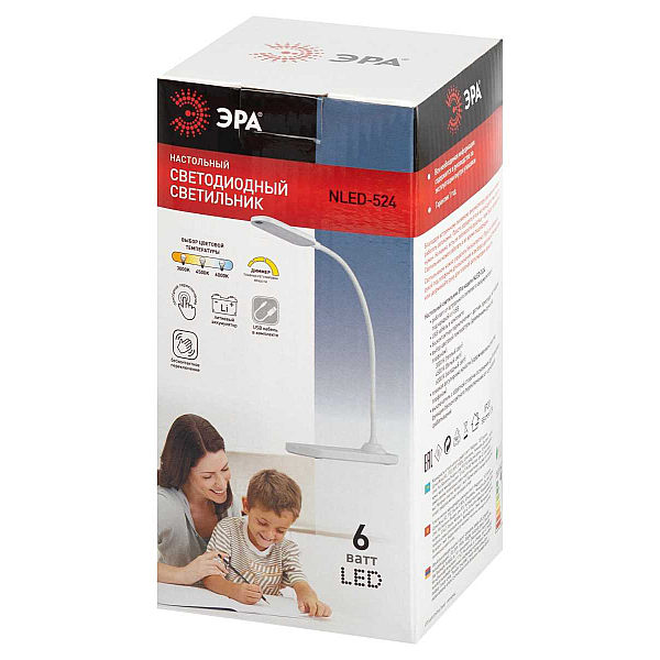 Настольная лампа аккумуляторная ЭРА NLED-524-6W-W Б0068571