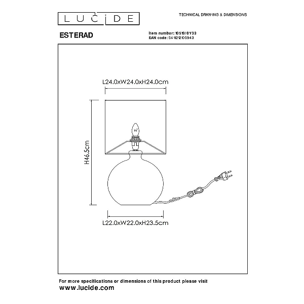 Настольная лампа Lucide Esterad 10519/81/33