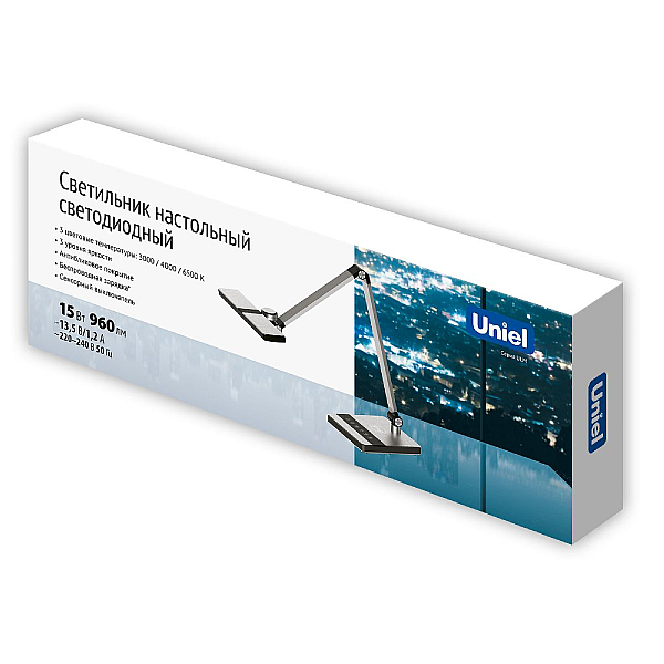 Настольная светодиодная лампа Uniel ULM-D110 15W/3000-6500K/DIM Silver UL-00011289