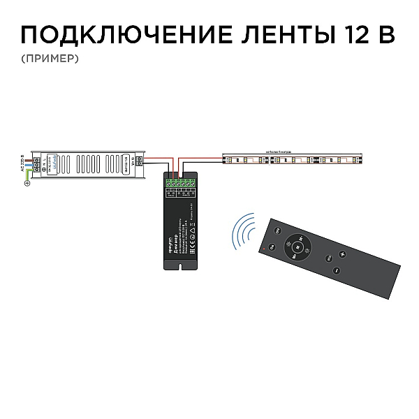 Диммер Apeyron 12/24В 288/576Вт 1 канал 24А IP20 пульт easy control радио 04-38