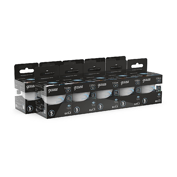 Лампа cветодиодная диммируемая Gauss GU5.3 5W 4100K матовая 101505205-D
