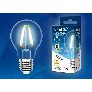 Лампа светодиодная филаментная (UL-00002874) Uniel E27 7W 4000K LED-A60-7W/NW/E27/CL/DIM GLA01TR