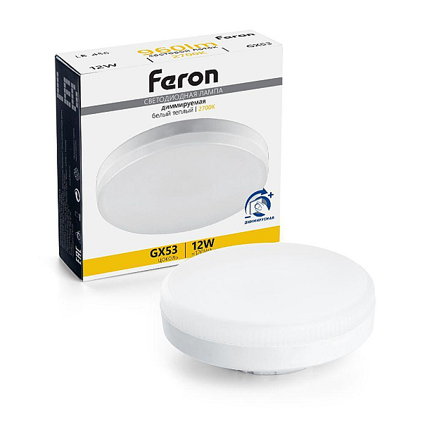 Лампа светодиодная диммируемая Feron GX53 12W 2700K матовая LB-456 51064