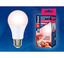 Лампа светодиодная диммируемая для птиц Uniel E27 9W LED-A60-9W/SCEP/E27/FR/DIM IP65 PLO65WH
