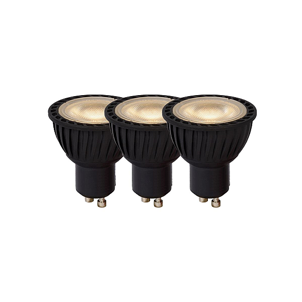Лампа светодиодная диммируемая Lucide GU10 5W 3000K черная (3 шт.) 49006/15/30