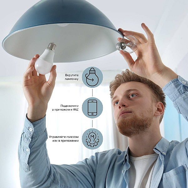 Лампа светодиодная диммируемая Gauss Smart Home E14 5W 2700-6500K RGBW матовая 1190112