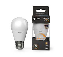 Лампа светодиодная диммируемая Gauss E27 7W 3000K матовая 105102107-D