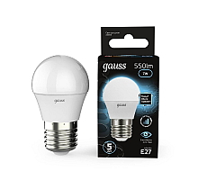 Лампа светодиодная диммируемая Gauss E27 7W 4100K матовая 105102207-S