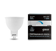 Лампа cветодиодная диммируемая Gauss GU5.3 5W 4100K матовая 101505205-D