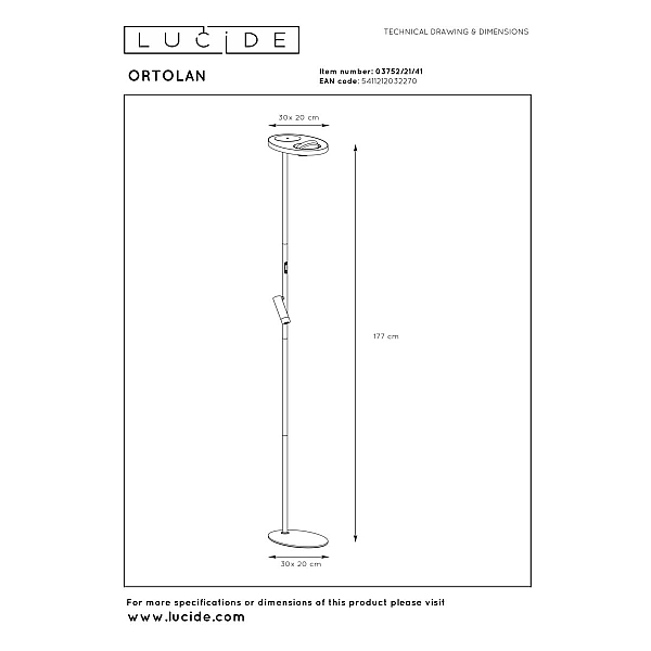 Торшер Lucide Ortolan 03752/21/41