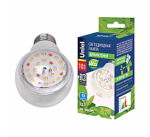Лампа светодиодная для растений (UL-00007404) Uniel E27 10W груша прозрачная LED-A60-10W/SPFB/E27/CL PLP30WH