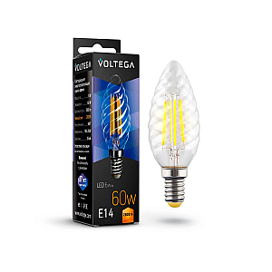 Лампа светодиодная Voltega E14 6W 2800К свеча прозрачная VG10-CC1E14warm6W-F 7027