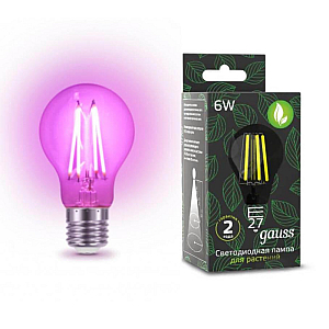 Лампа светодиодная филаментная Gauss E27 6W 4500K прозрачная 102802906