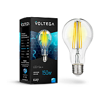 Лампа светодиодная филаментная Voltega E27 15W 4000К груша прозрачная VG10-A1E27cold15W-F 7103